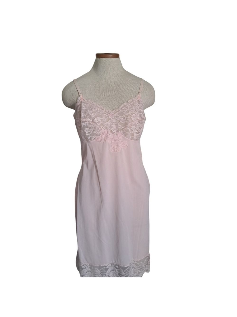VTG SEARS full slip light pink nylon lace trim boudoir shoot pin up classic 36